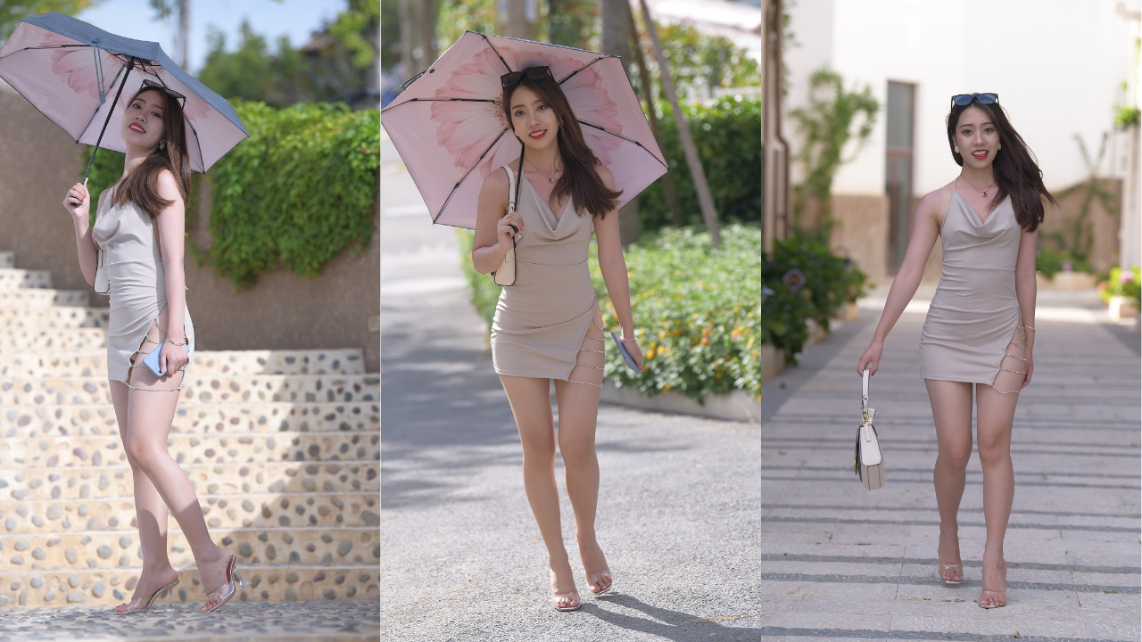 红石旅拍作品 第三篇：浅黄色包臀裙美